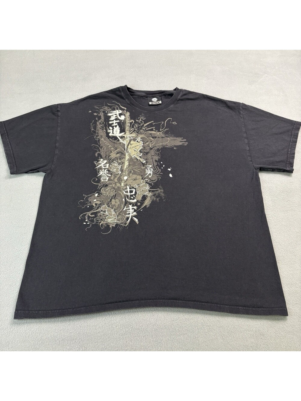 Vintage Y2K Jinx Tribal Sukajan Dragon Samurai Warrior T Shirt Size 2XL Black